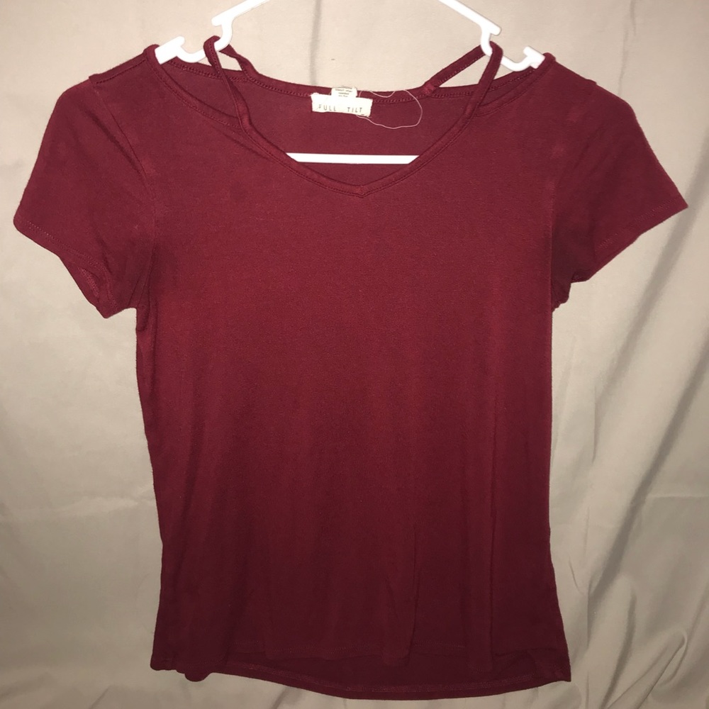 Medium kids full tilt cut shoulder Burgundy tshirt